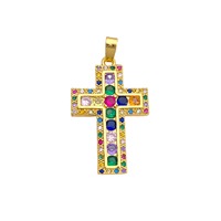 Pendentif croix en laiton plaqué or avec zircon, breloques croix géométriques colorées pour la création de bijoux