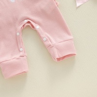 Barboteuse personnalisée en coton avec lettre et étiquette, vêtements de printemps et d'automne pour bébés, combinaison col rond à manches longues avec nœud papillon pour filles et bambins, 1 pièce