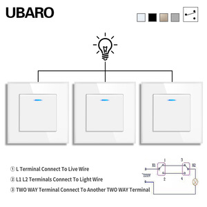 Interrupteur mural de type 82, 60x60mm, 10A, double pôle, commande multi-positions pour boîte de montage ronde - Product Image 3