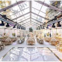 Tente de réception de luxe blanche transparente pour mariages en extérieur, capacité 500-1000 invités, taille personnalisée, imperméable et résistante aux UV en PVC