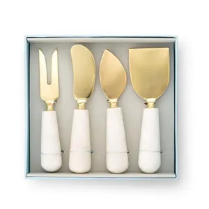 Couteaux à beurre et fromage modernes couverts en argenterie ensemble de couverts avec manche rond en acrylique ensembles d'ustensiles de cuisine en vrac en gros - Product Image 5