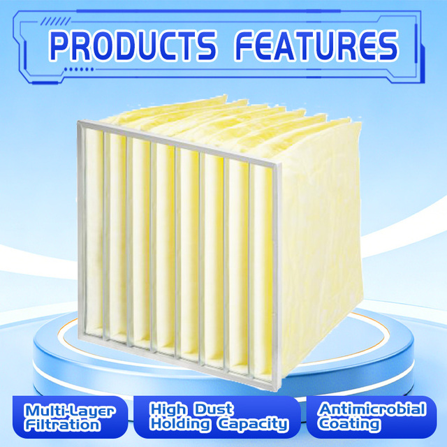 F6 Pocket Air Filter Synthetic Fiber AHU Filter for Household Use