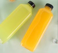 Bouteille de boisson en plastique PET transparente carrée personnalisable de 1000 ml avec couvercle