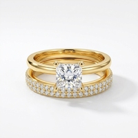 Ensemble de bague de fiançailles en moissanite taille princesse 1 carat pour femme, alliance solitaire en argent sterling 925 pour bijoux fins