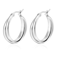 Boucles d'oreilles créoles rondes bicolores Euro-Américaines en acier inoxydable plaqué or 18 carats, bijoux de fête tendance pour femmes