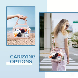 Transparent Cosmetic Toiletry Bag Pink <b>Square</b> Waterproof Large Capacity Travel Storage PVC With <b>Adjustable</b> Strap Metal Zipper - Product Image 4