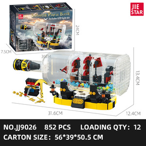 JIESTAR JJ9026 852PCS Série de films Bouteille Bouteille Navire <span class=keywords><strong>pirate</strong></span> Modèle de blocs de construction Jouet éducatif technique Cadeau de festival - Product Image 6