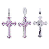 HOTWAY Ensemble Hip Hop en Cuivre avec Pendentif Croix en Zircon Cubique, Collier Tendance pour Couples, Bijou Cadeau pour Hommes et Femmes