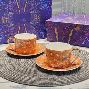 ชุดกาแฟแบบอาหรับดีไซน์ทันสมัยพร้อมจานรอง ราคาขายส่ง จานกระเบื้องเคลือบลายอิงค์โบน ชุดภาชนะเซรามิกสำหรับสวน ชุดอาหารตะวันตก - Product Image 4