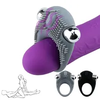 Anneau vibrant de pénis retarder l'éjaculation balle vibrateur Clitoris masseur jouets sexuels pour adultes pour hommes mâle coq anneaux en Silicone