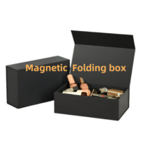 Boîtes en carton d'emballage pliable rigide personnalisé de luxe en gros grand couvercle magnétique boîte cadeau magnétique pliable à rabat blanc noir