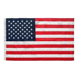 Al Aire Libre decorativo de doble cara de impresión 3*5 pies de tela de poliéster bordado logotipo personalizado país mundo EE. UU. banderas