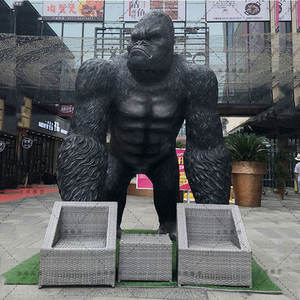 Özel cam elyaf gorilla heykel açık çim parkı büyük hayvan süsler - Product Image 6