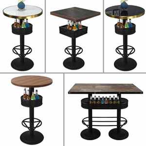 Mesa Alta de <span class=keywords><strong>Bar</strong></span> y Sillas de Acero Inoxidable con Superficie de Vidrio, Diseño Vintage Personalizado - Product Image 5