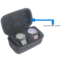 Étui de voyage rigide pour montres Jinhe JH002 à 2 emplacements en EVA, étanche, portable, avec fermeture éclair et mousse, noir