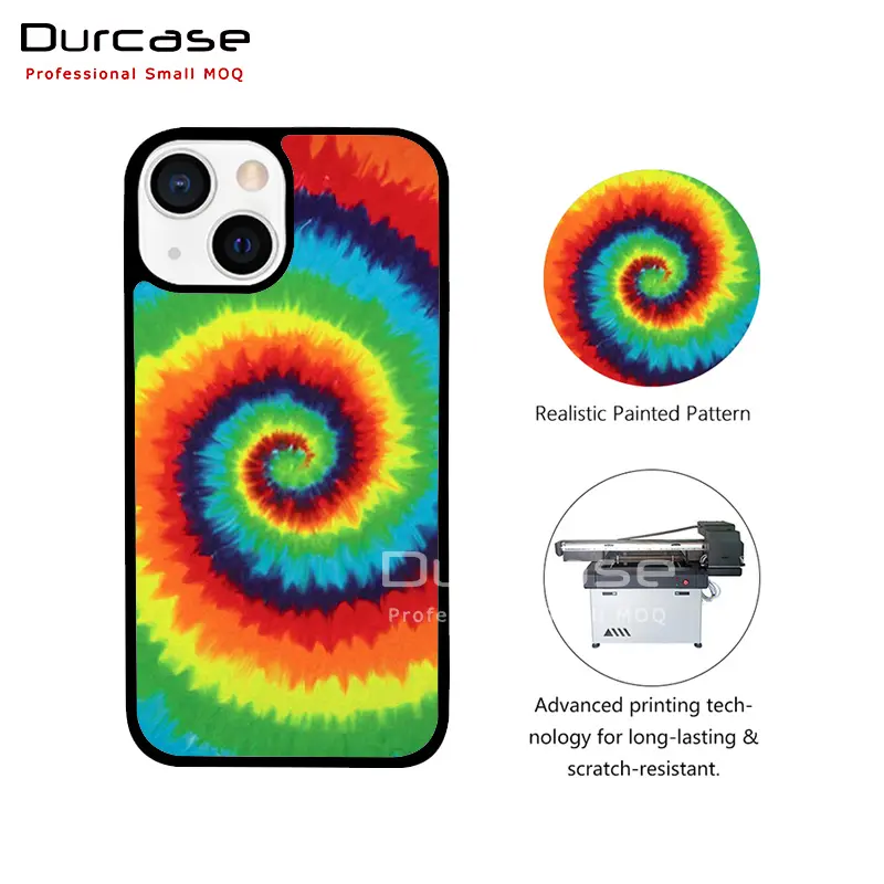 Sublimation 2D Hard TPU Plastic Printing Tie Dye Designed Rainbow Swirl Phone Cover For iPhone 14 Pro Max 13pro Colorful Case