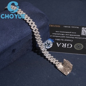 Collar para hombre de plata 925 maciza con baño de rodio, estilo cubano, con una sola fila de moissanita de 8 mm, joyería hiphop Iced Out. - Product Image 5