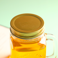 Pot en verre transparent de 500 ml de qualité alimentaire, avec poignée et couvercle métallique, impression personnalisée du logo, pour jus, bière, lait, thé