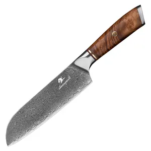 7inch Kitchen Knife Damascus Japanese 67 Layer Santoku Knife Sharp VG10 Stainless Steel Knives With Wood Handle