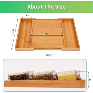 Extendable <b>Kitchen</b> <b>Storage</b> Rack Bamboo Spice Racks Drawer Organizer Bamboo Spice Rack in Drawer - Product Image 2