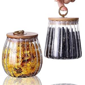 新発売の人気商品 キッチン食品 茶 コーヒー バー ガラス保存瓶 ボトル ジャー 容器セット 竹製蓋付き 金属製ハンドル付き - Product Image 4