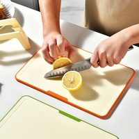 Juego de 3 Tablas de Cortar para Cocina, Tabla de Cortar de PP Apta para Lavavajillas, Libre de BPA, Tabla de Cortar Reversible de Colores con Soporte