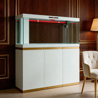 Aquarium rectangulaire de luxe en métal de 50L avec support en pierre pour la décoration du salon