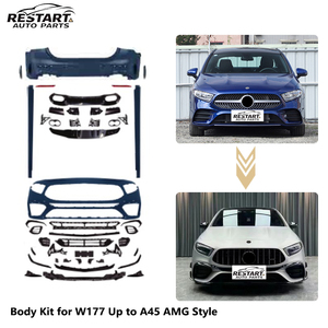 Kit Carrozzeria Restart per Mercedes-Benz <span class=keywords><strong>Classe</strong></span> <span class=keywords><strong>A</strong></span> W177 2019-2024 Stile A45 <span class=keywords><strong>AMG</strong></span> con Paraurti Anteriore e Posteriore, Diffusore, Minigonne Laterali e Griglia - Product Image 1