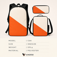 Ensemble de sac à dos scolaire personnalisé avec imprimé canoë hawaïen, sac à déjeuner et trousse à crayons, kit trois pièces en polyester