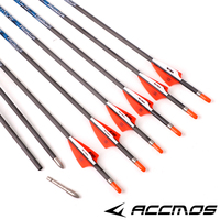 Arc à poulies Accmos pour tir à l'arc, chasse, arbalète, flèche en carbone pur 4,2 mm avec plumes de dinde et pointe en acier, 32 pouces