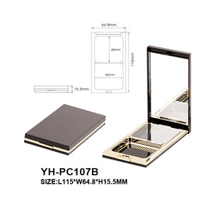 Palette Ombretti Vuota Rettangolare in ABS a 2 Scomparti con Specchio, Pennello, Blush e Contouring - Custodia Compatta per Trucco e Confezione Cosmetica in Polvere - Product Image 6