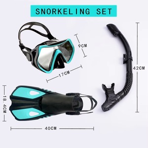 Set de Snorkel para Viaje, Máscara de Buceo Antivaho, Snorkel Seco y Aletas Ajustables para Adultos, Vacaciones en la Playa - Product Image 6