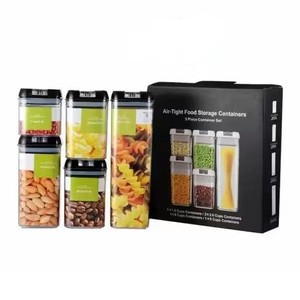 5 gói vuông rõ ràng thực phẩm kín <span class=keywords><strong>container</strong></span> nhựa thực phẩm lưu trữ Jar đựng thức ăn tổ chức - Product Image 1
