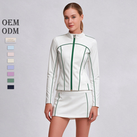 Débardeur de tennis sans manches à col rond pour femme, avec passepoil contrastant, séchage rapide, extensible, pour le golf, le fitness et l'athlétisme, OEM ODM Activewear