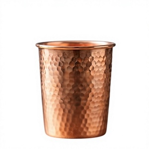 Gobelet en cuivre pur martelé, verre à boire ayurvédique traditionnel, tasse à eau en métal, articles de bar - Product Image 1