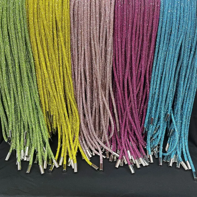 S528 moda strass felpa con cappuccio stringa personalizzata strass corde cristallo strass tubo corda