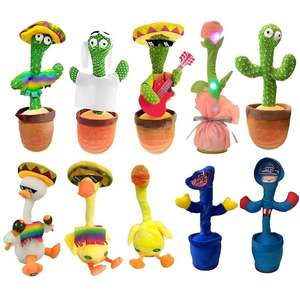 Cactus en peluche dansant et chantant, jouet interactif pour bébé, répète ce qu'il dit, jouet éducatif pour apprendre à parler, cadeau d'anniversaire - Product Image 1