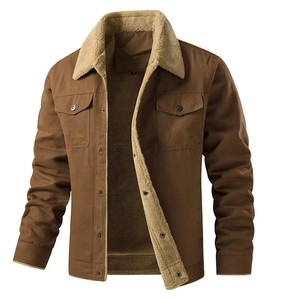 Veste d'hiver chaude pour homme, col rabattu, boutonnée, doublée en sherpa, tendance et en promotion - Product Image 6