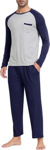 Ensembles <span class=keywords><strong>de</strong></span> pyjamas tricotés confortables pour hommes, <span class=keywords><strong>haut</strong></span> solide à manches longues avec poche, bas respirant, pyjamas, vêtements <span class=keywords><strong>de</strong></span> détente 2 pièces - Product Image 2