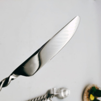 Multiples couleurs Twisted Handmade Handle Silver Gold Black Spoon Spork Fork Knife Cutlery Set