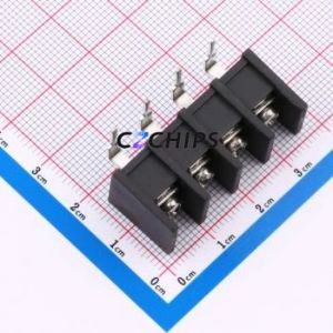 MX35R-8.25-04P-BK01-Cu-S-A Barrier Terminal Block Bent Lead Through Hole,P=8.25mm Connector Two Sides 8.25mm 1x4P Right Angle - Product Image 1