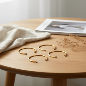 Bracelet ouvert en acier inoxydable doré, réglable, tendance - Product Image 2