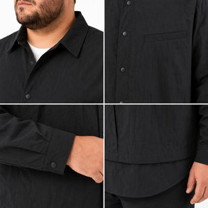 Heren lichtgewicht herfst overshirt overhemdjas borstzak casual eenvoudig groot en lang plus size oversized ontspannen pasvorm 6XL 7XL - Product Image 6