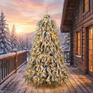 Sapin de Noël artificiel Premium Écologique Effet Naturel Pliant en PE et PVC, Épais et Dense, Pré-éclairé avec Support Métallique - Product Image 4