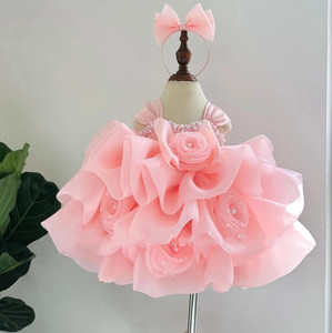 Splendido Abito da Damigella con Gonna Voluminosa e Fiocco per Bambine da 1 a 9 Anni, Ideale per Compleanni, Matrimoni e Occasioni Formali - Product Image 4