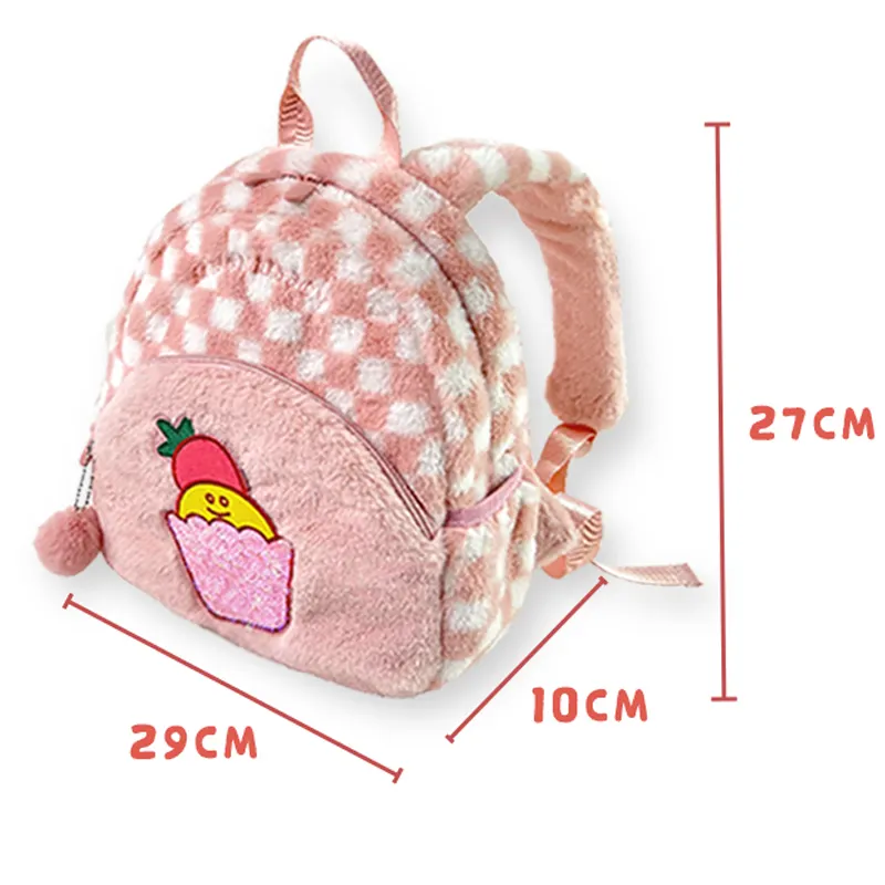 Novel design wholesale price plush school bag girls plush pink cute cartoon backpack mini kids backpack fashions women girls