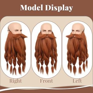 Novità realistiche vichine nane Pre-stile intrecciato capelli sintetici Cosplay e barba finta di Halloween - Product Image 4
