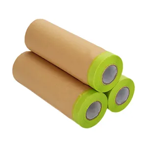Pre Taped Masking Paper Car Auto Paint Spray Tape Protection Painting Kraft Protective Film