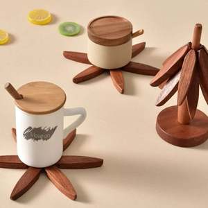 4pcs Innovative Tree Shaped Wooden <b>Trivets</b> Collapsible Hot Pad Dish Coaster for Kitchen PC Material Wedding Occasion - Product Image 2