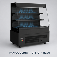 Refrigerador Comercial de Exhibición con Frente Abierto y Múltiples Niveles, Enfriamiento por Ventilador, Vitrina para Sándwiches para Cafeterías y Supermercados